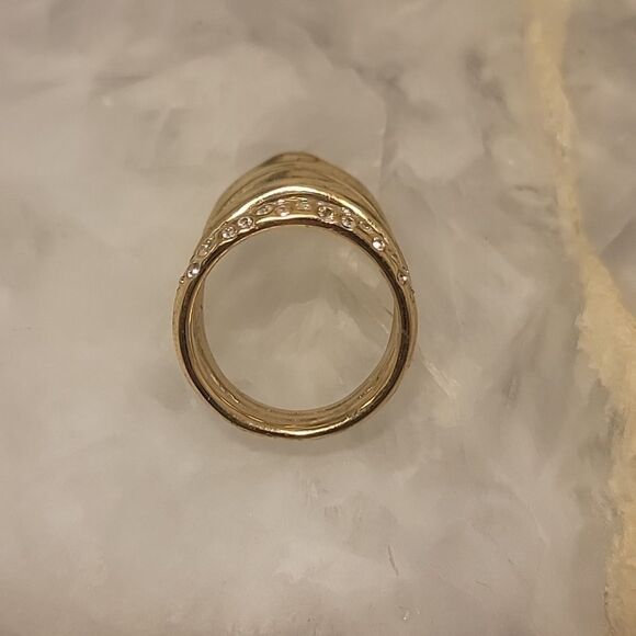 NWT Alexis Bittar 10K 8 Gold Swarovski Crystal Pave Draping Party Statement Ring - Picture 4 of 9